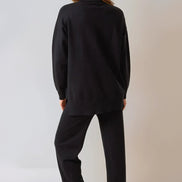 Black Knitted Roll Neck Jumper & Trouser Set