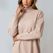 Mocha Knitted Roll Neck Jumper & Trouser Set