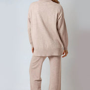 Mocha Knitted Roll Neck Jumper & Trouser Set