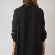 Black Relaxed Fit Roll Sleeve Shirt