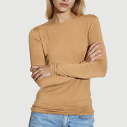 Camel Round Neck Long Sleeve Top