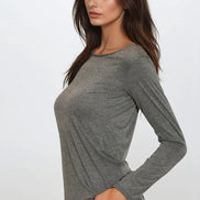 Charcoal Round Neck Long Sleeve Top