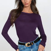 Purple Round Neck Long Sleeve Top