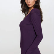 Purple Round Neck Long Sleeve Top
