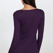 Purple Round Neck Long Sleeve Top