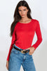 Red Round Neck Long Sleeve Top