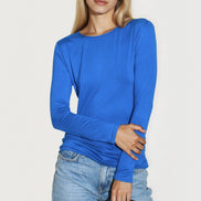 Royal Blue Round Neck Long Sleeve Top