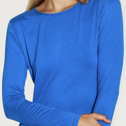 Royal Blue Round Neck Long Sleeve Top