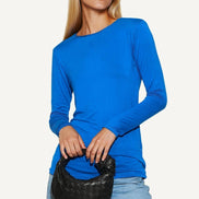 Royal Blue Round Neck Long Sleeve Top