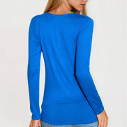 Royal Blue Round Neck Long Sleeve Top