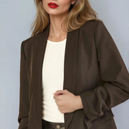Black Blazer with Ruched Sleeves