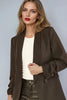 Smart Ruched Sleeve Blazer — Black for women, styled for work