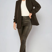 Black Blazer with Ruched Sleeves