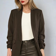 Black Blazer with Ruched Sleeves