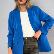 Royal Blue Blazer with Ruched Sleeves