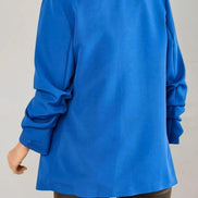 Royal Blue Blazer with Ruched Sleeves