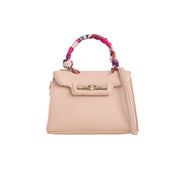 Nude Satin Top Handle Handbag