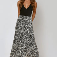 Black and Silver Sequin Maxi Skirt