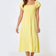Yellow Smock Midi Dress
