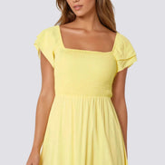 Yellow Smock Midi Dress