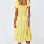Yellow Smock Midi Dress