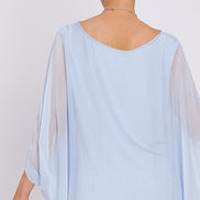 Light Blue Silk Batwing Sleeve Top