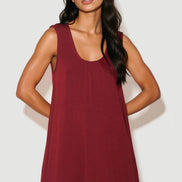 Wine Sleeveless Top with Asymmetric Hem