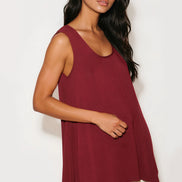 Wine Sleeveless Top with Asymmetric Hem