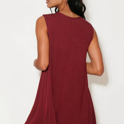 Wine Sleeveless Top with Asymmetric Hem