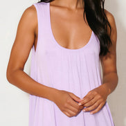 Lilac Sleeveless Top with Asymmetric Hem