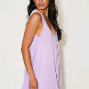 Lilac Sleeveless Top with Asymmetric Hem