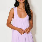 Lilac Sleeveless Top with Asymmetric Hem
