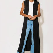 Black Sleeveless Longline Maxi Cardigan
