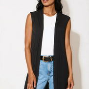 Black Sleeveless Longline Maxi Cardigan