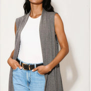 Charcoal Sleeveless Longline Maxi Cardigan