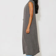 Charcoal Sleeveless Longline Maxi Cardigan