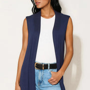 Navy Sleeveless Longline Maxi Cardigan