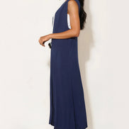 Navy Sleeveless Longline Maxi Cardigan