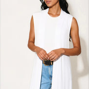 White Sleeveless Longline Maxi Cardigan