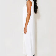 White Sleeveless Longline Maxi Cardigan
