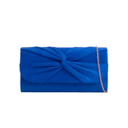Royal Blue Suede Clutch Bag with Knot Detail