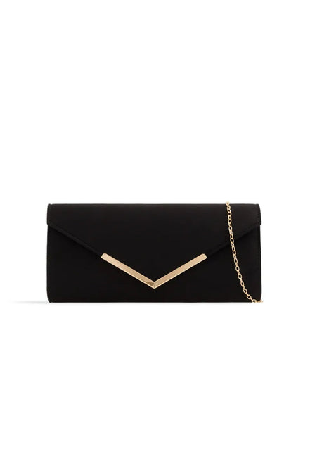 Black Suede Envelope Clutch Bag
