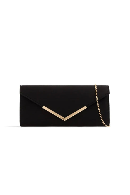 Black Suede Envelope Clutch Bag