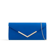 Royal Blue Suede Envelope Clutch Bag