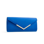 Royal Blue Suede Envelope Clutch Bag