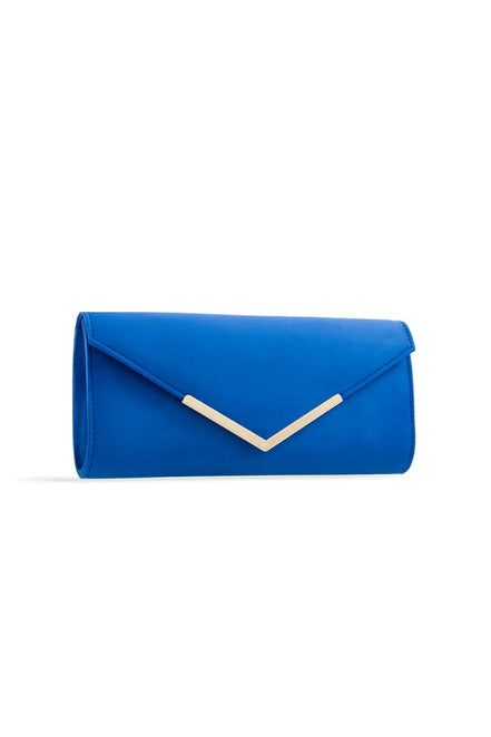 Royal Blue Suede Envelope Clutch Bag