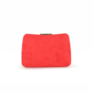 Red Suedette Clutch Bag with Detachable Chain