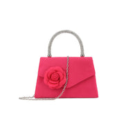 Fuchsia Suedette Flower Embellished Evening Bag