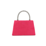 Fuchsia Suedette Flower Embellished Evening Bag