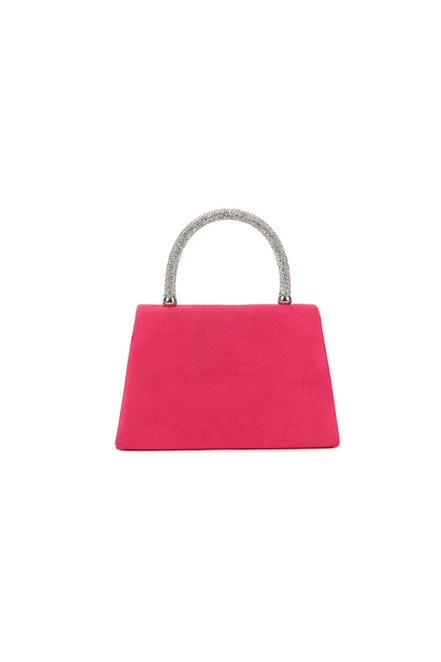 Fuchsia Suedette Flower Embellished Evening Bag